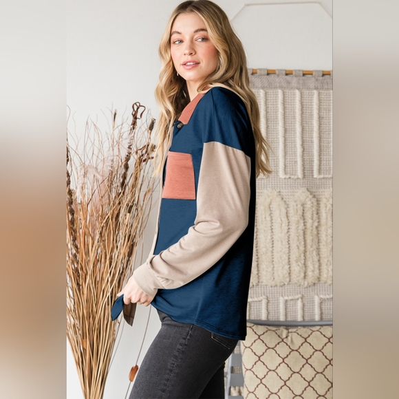 Heimish Full Size Color Block Button Down Shirt - Picture 4 of 5